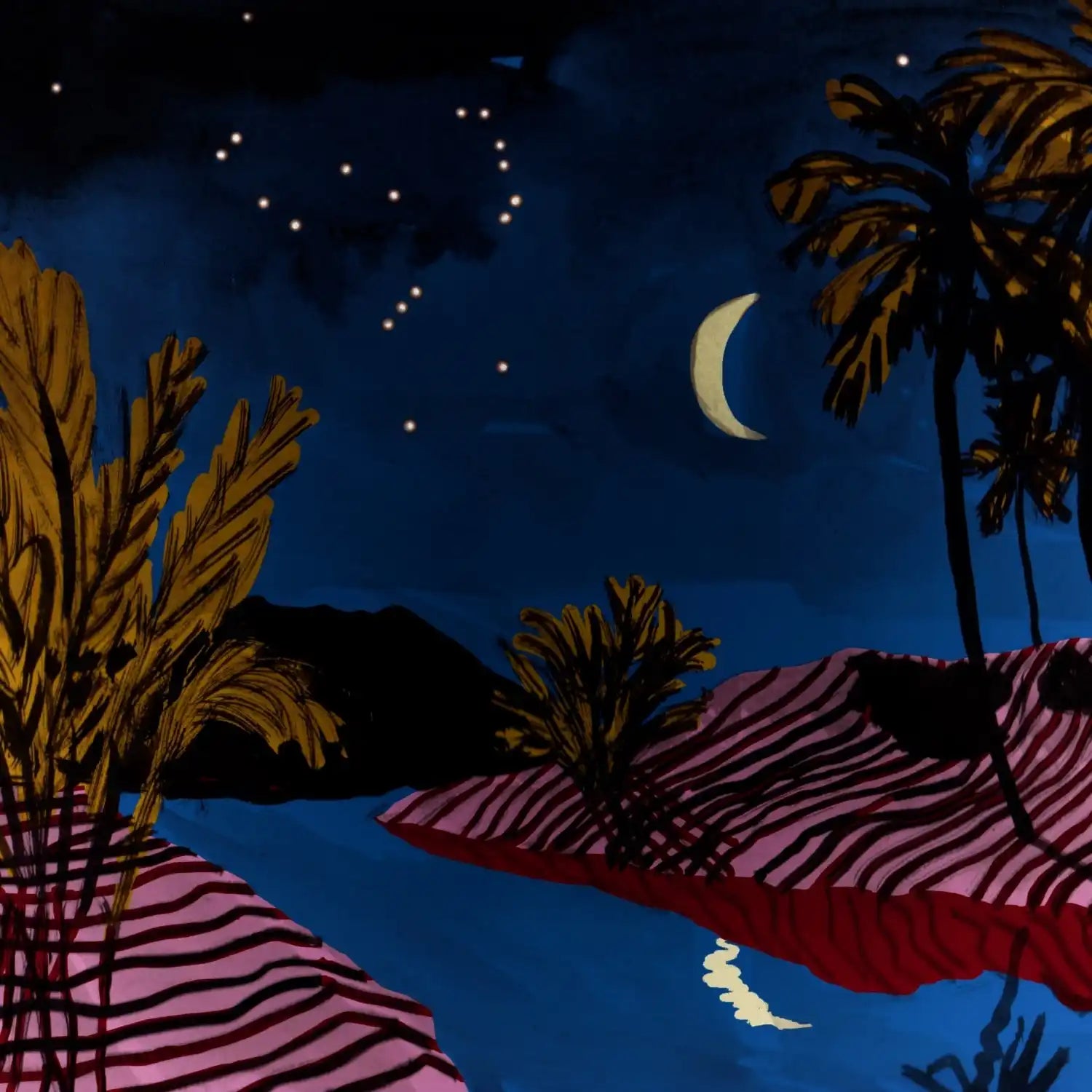 Nighttime tropical landscape.
